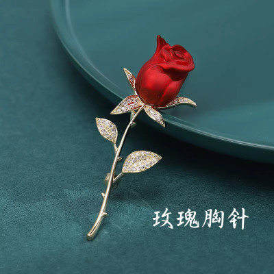 Red Rose Brooch