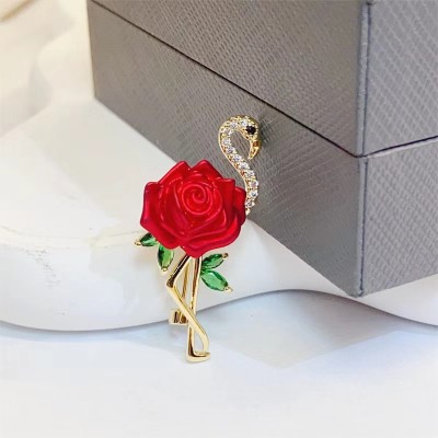 Rose Flamingo Brooch