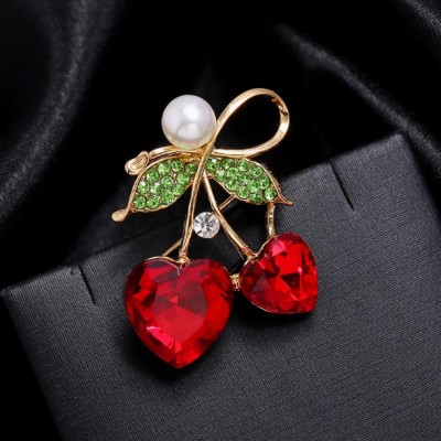 Heart Shaped Cherry Brooch